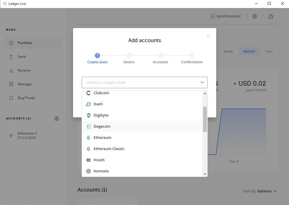 Select Ledger Live account